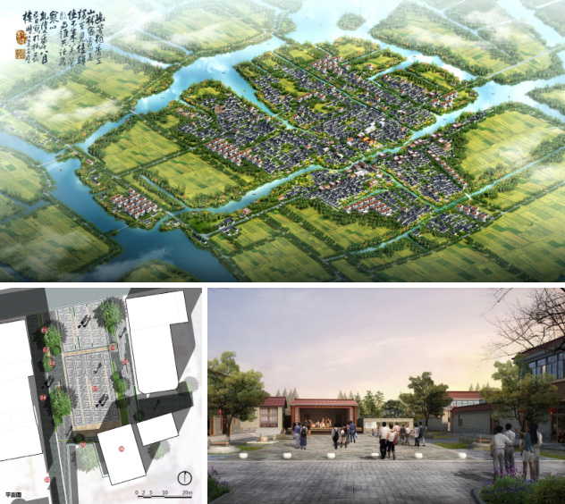 小杨村整体鸟瞰及戏台文化广场设计图.jpg